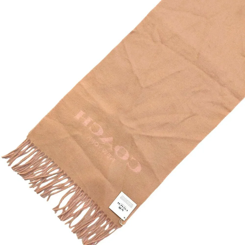 COACH Classic Vintage Pink Tan Reversible Wool & Cashmere Scarf VWT $175